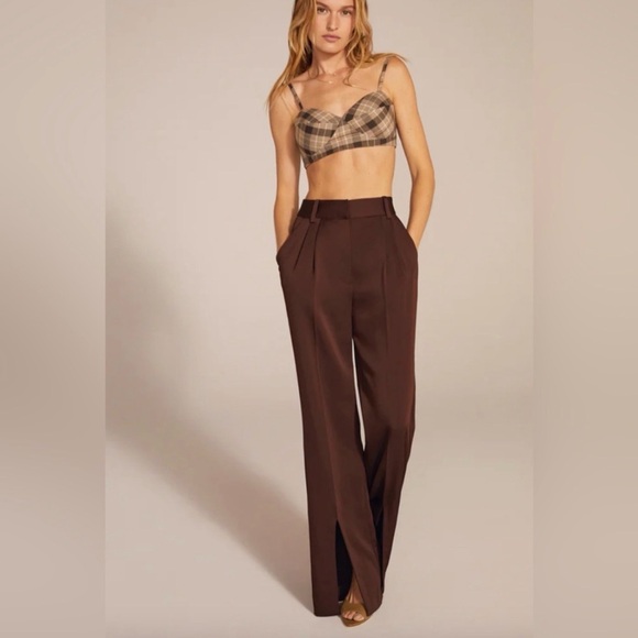 NWOT 🤎 Favorite Daughter “The Favorite” Satin Wide Leg Pants – Brown - Picture 1 of 14
